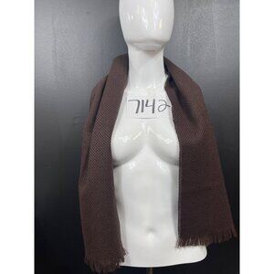 Womens Chocolate Brown Fringed Wool Blend 49in Scarf SKU 7142